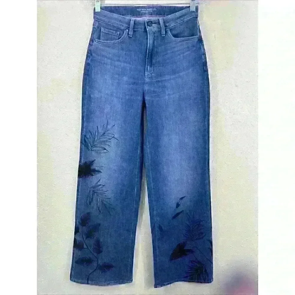 Chico’s High Rise Wide Leg Jeans Size 6R Women's Boho Romantic cowgirl - Picture 2 of 11